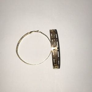 Gold Aztec detailed hoop earrings